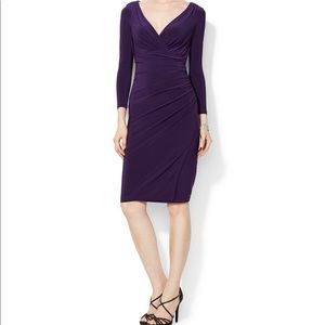 Lauren Ralph Lauren Long Sleeve Faux Wrap Sheath Dress